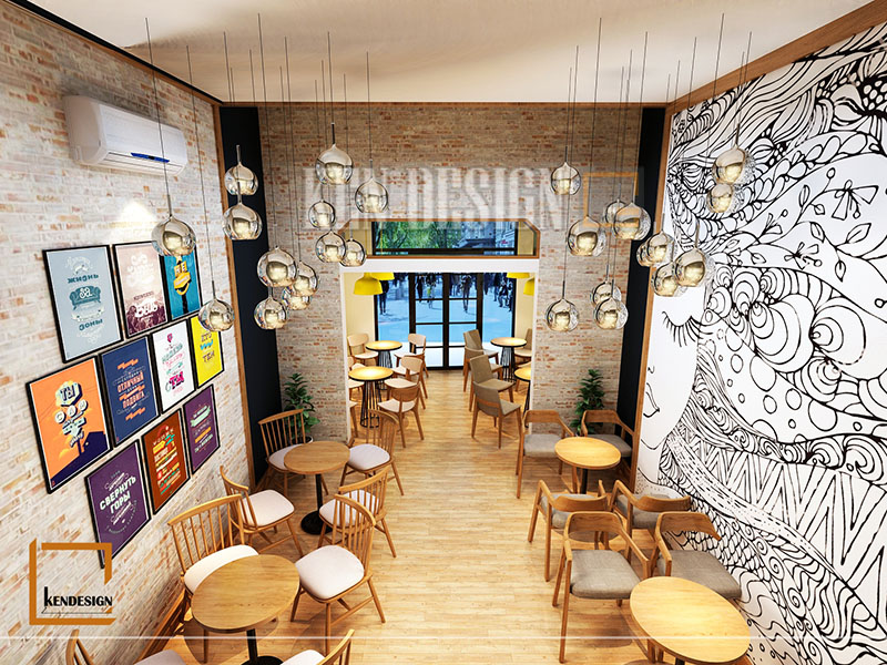 Thiết kế quán trà sữa phong cách cartoon Đông Mỹ 